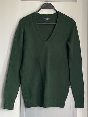 GAP V-Neck Wool Blend Sweater in Dark Green